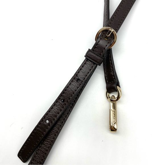 NEW COACH BROWN LEATHER GOLD BUCKLE LOGO CROSSBODY BAG STRAP ADJUSTABLE - Picture 2 of 2